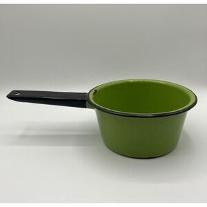 Vintage‎ Saucepan Enamelware Green Mid Century Modern Kitchen Decor 3 cup